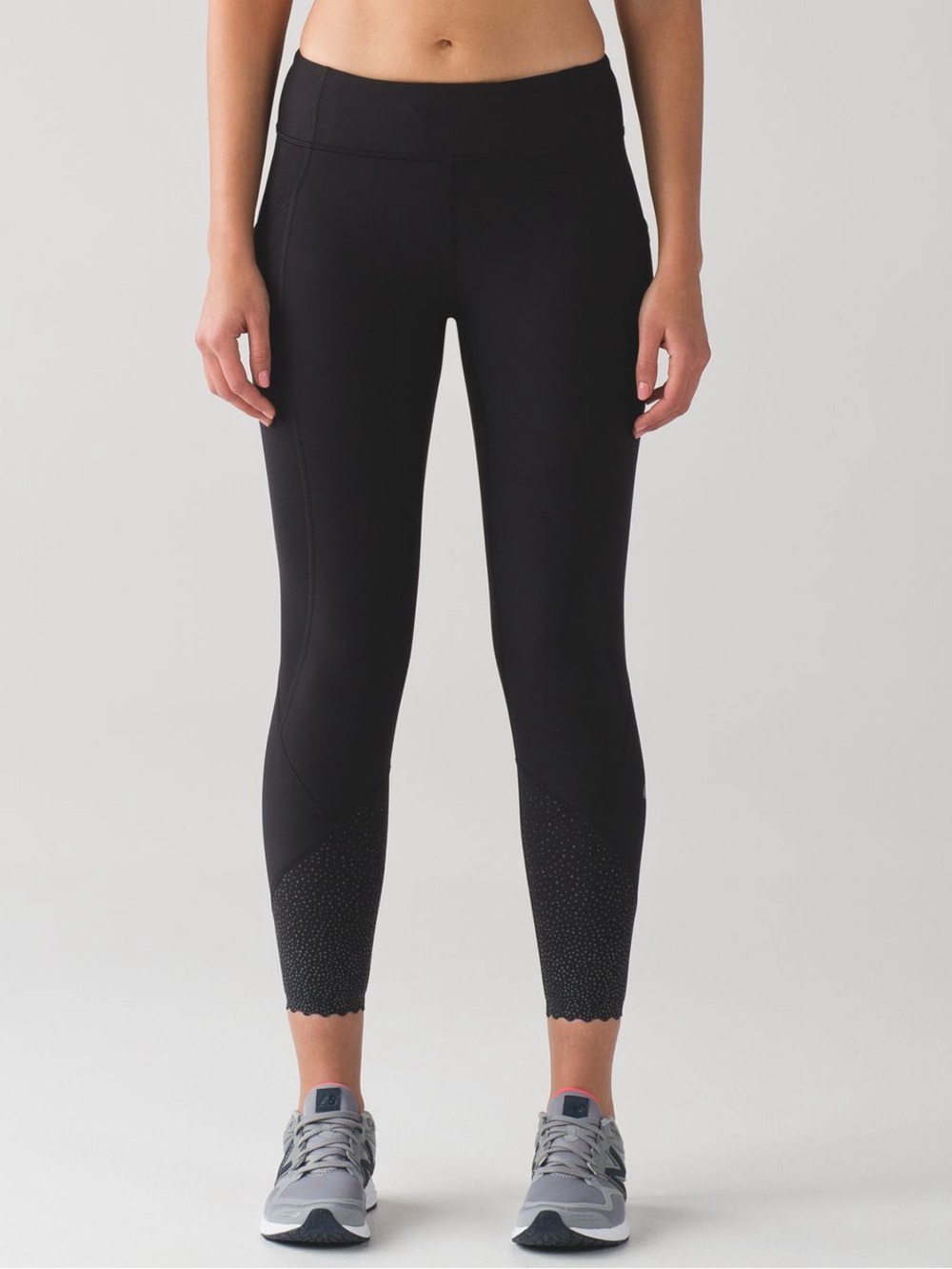 Lululemon Tight Stuff II Running Leggings Brushed Black Scallop Hem